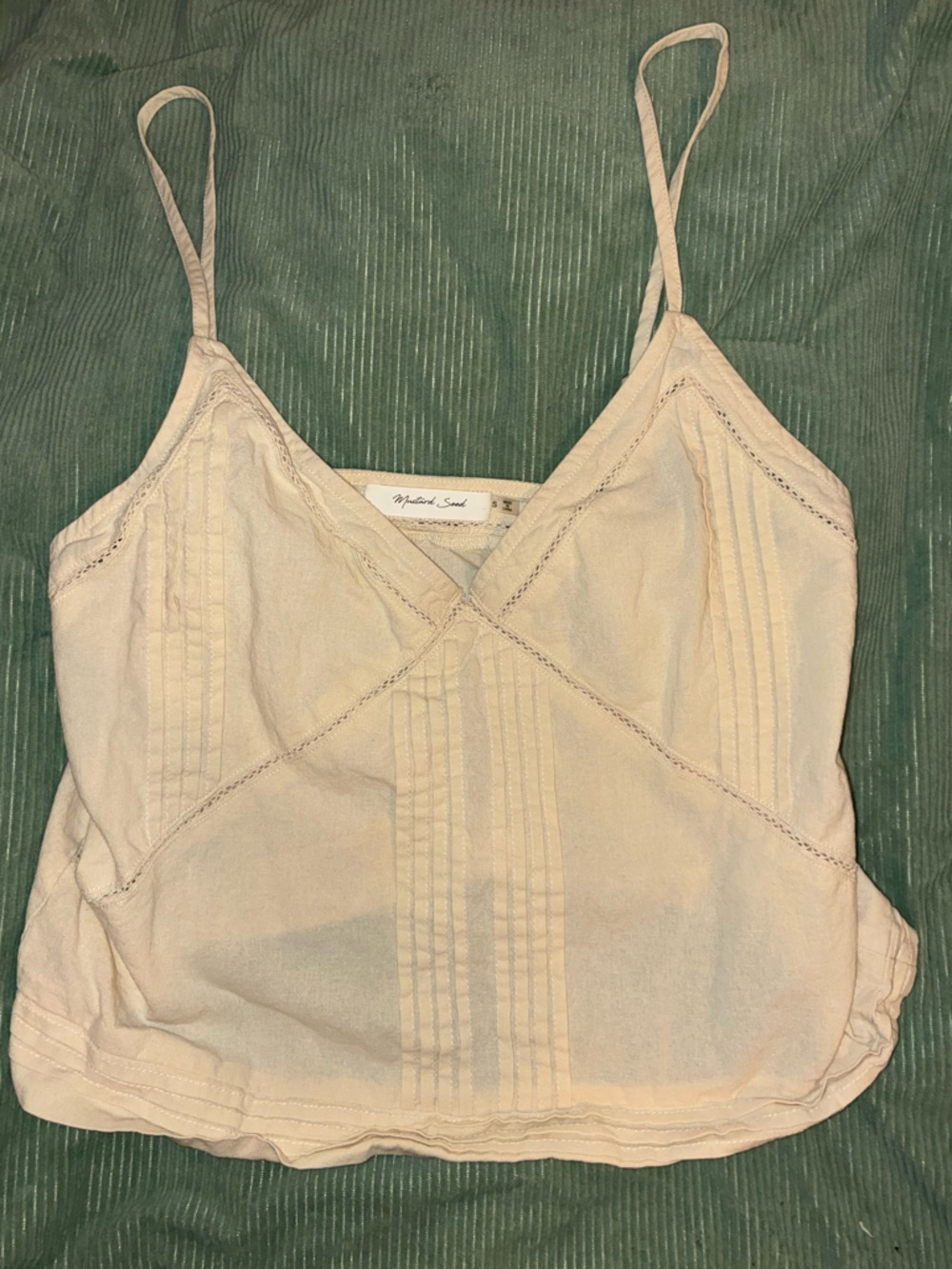 Mustard Seed Cream Sleeveless V-Neck Tank